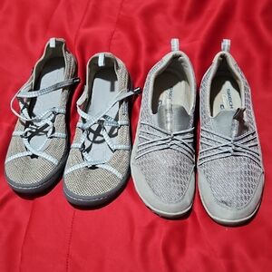 Skechers Tan and Gray Casual Slip-Ons